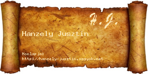 Hanzely Jusztin névjegykártya